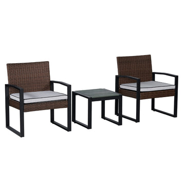 Selby 3-Piece Modern Coastal Faux Wicker Conversation Outdoor Patio Set - JONATHAN Y